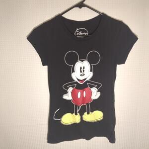 Disney Womens Small Black Mickey Mouse T-Shirt Short Sleeve Graphic Tee